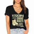 My Son Wears Combat Boots Proud 691 Shirt Women's Jersey Short Sleeve Deep V-Neck Tshirt