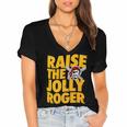 Pirates Raise The Jolly Roger Women's Jersey Short Sleeve Deep V-Neck Tshirt