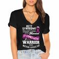 Rett Syndrome Doesnt Come With A Manual It Comes With A Warrior Who Never Gives Up Purple Ribbon Rett Syndrome Rett Syndrome Awareness Women's Jersey Short Sleeve Deep V-Neck Tshirt