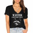 Wanted For Food Theft Funny Raccoon Lover 528 Trending Shirt Women's Jersey Short Sleeve Deep V-Neck Tshirt