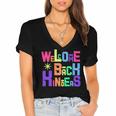 Welcome Back To School Kinders 486 Shirt Women's Jersey Short Sleeve Deep V-Neck Tshirt