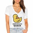 Addicted To Quack Women's Jersey Short Sleeve Deep V-Neck Tshirt