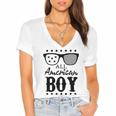 All American Boy 4Th Of July Boys Kids Sunglasses Family Women's Jersey Short Sleeve Deep V-Neck Tshirt