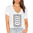 Black White Gothic Medieval Women's Jersey Short Sleeve Deep V-Neck Tshirt