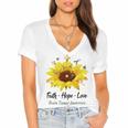 Brain Tumor Awareness Faith Hope Love Women's Jersey Short Sleeve Deep V-Neck Tshirt