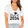 Class Of 2034 Grow With Me - Handprints Go On The Back Women's Jersey Short Sleeve Deep V-Neck Tshirt