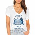 Cute Axolotl Facing Extinction Women's Jersey Short Sleeve Deep V-Neck Tshirt