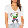 Easter Dinosaur Happy Eastrawr Easter Saurus Rex Women's Jersey Short Sleeve Deep V-Neck Tshirt