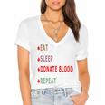 Eat Sleep Donate Blood Repeat Blood Donation Blood Donation Awareness Women's Jersey Short Sleeve Deep V-Neck Tshirt