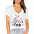 Egg Hunt Squad Women's Jersey Short Sleeve Deep V-Neck Tshirt