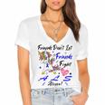 Friends Dont Let Friends Fight Als Alone Unicorn Blue Ribbon Amyotrophic Lateral Sclerosis Support Als Awareness Women's Jersey Short Sleeve Deep V-Neck Tshirt