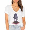 Funny Astronaut Monkey V3 Women's Jersey Short Sleeve Deep V-Neck Tshirt