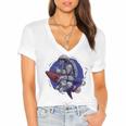 Funny Astronaut Monkey V4 Women's Jersey Short Sleeve Deep V-Neck Tshirt