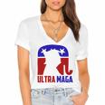 Funny Ultra Maga Gift For Americans Trump Biden Lover Women's Jersey Short Sleeve Deep V-Neck Tshirt