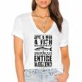 Give A Man A Fish And He Will Eat For Day Women's Jersey Short Sleeve Deep V-Neck Tshirt