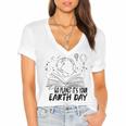 Go Planet Its Your Earth Day V2 Women's Jersey Short Sleeve Deep V-Neck Tshirt