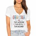 Grandma Gift Grandma The Woman The Myth The Legend Women's Jersey Short Sleeve Deep V-Neck Tshirt