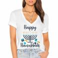 Happy Hanukkah Chanukah Pajama 893 Shirt Women's Jersey Short Sleeve Deep V-Neck Tshirt