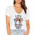 I Really Like Devilish Penguin Ok Women's Jersey Short Sleeve Deep V-Neck Tshirt