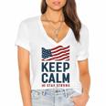 Keep Calm And Stay Strong Tshirt American Tshirt United State Of America Women's Jersey Short Sleeve Deep V-Neck Tshirt