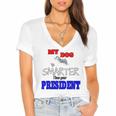 My Dog Is Smarter Than Your President Women's Jersey Short Sleeve Deep V-Neck Tshirt