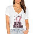 My First Easter Women's Jersey Short Sleeve Deep V-Neck Tshirt