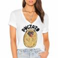 Pugtato Pug Potato Dog Lovers Costume Funny Meme Gifts Women's Jersey Short Sleeve Deep V-Neck Tshirt