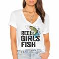 Reel Girl Fish Women's Jersey Short Sleeve Deep V-Neck Tshirt