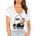 Say Nothing Women's Jersey Short Sleeve Deep V-Neck Tshirt