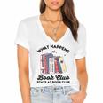 What Happens At Book Club Stays At Book Club Book Lover Nerd Women's Jersey Short Sleeve Deep V-Neck Tshirt