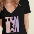 10 Years Soccer Girls Gift 10Th Birthday Football Player Women's Jersey Short Sleeve Deep V-Neck Tshirt