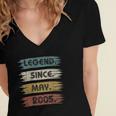 17 Years Old Gifts Legend Since May 2005 17Th Birthday Women's Jersey Short Sleeve Deep V-Neck Tshirt