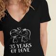 35Th Anniversary Couples 35 Year Wedding Anniversary Women's Jersey Short Sleeve Deep V-Neck Tshirt