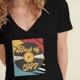 45Th Birthday Gift Vinyl Record Vintage 1977 Women's Jersey Short Sleeve Deep V-Neck Tshirt