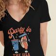 4Th Of July For Hotdog Lover Party In The Usa Women's Jersey Short Sleeve Deep V-Neck Tshirt