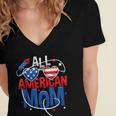 All American Mom 4Th Of July Mothers Women Mommy Family Women's Jersey Short Sleeve Deep V-Neck Tshirt