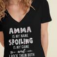 Amma Grandma Gift Amma Is My Name Spoiling Is My Game Women's Jersey Short Sleeve Deep V-Neck Tshirt