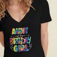 Aunt Of The Birthday Girl Matching Family Tie Dye Women's Jersey Short Sleeve Deep V-Neck Tshirt