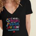 Autism Awareness I Wear Puzzle For My Cousin Women's Jersey Short Sleeve Deep V-Neck Tshirt