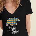 Bear Autism Puzzle Awareness Papa Bear Gifts Women's Jersey Short Sleeve Deep V-Neck Tshirt