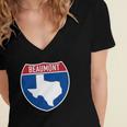 Beaumont Texas Tx Interstate Highway Vacation Souvenir Women's Jersey Short Sleeve Deep V-Neck Tshirt