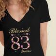 Blessed By God For 83 Years Old Birthday Party Women's Jersey Short Sleeve Deep V-Neck Tshirt
