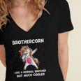Brothercorn Brother Unicorn Birthday Family Matching Bday Women's Jersey Short Sleeve Deep V-Neck Tshirt
