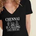 Chennai India City Skyline Map Travel Women's Jersey Short Sleeve Deep V-Neck Tshirt