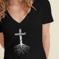 Christian Cross Roots Faith Women's Jersey Short Sleeve Deep V-Neck Tshirt