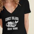 Coney Island Mermaid New York Nyc Beaches Brooklyn Gift Women's Jersey Short Sleeve Deep V-Neck Tshirt