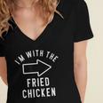 Couples Halloween Costume Im With The Fried Chicken Women's Jersey Short Sleeve Deep V-Neck Tshirt