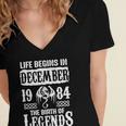 December 1984 Birthday Life Begins In December 1984 V2 Women's Jersey Short Sleeve Deep V-Neck Tshirt