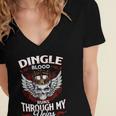 Dingle Blood Runs Through My Veins Name V2 Women's Jersey Short Sleeve Deep V-Neck Tshirt