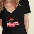 Ems Fire Rescue Truck Helicopter Cute Unique Gift Women's Jersey Short Sleeve Deep V-Neck Tshirt